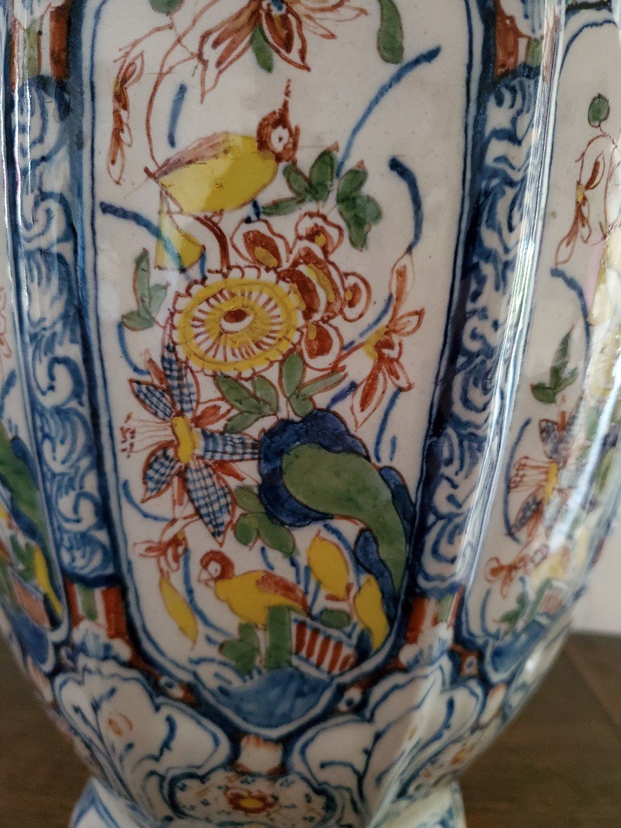 Delft - Pot Couvert En Faïence Polychrome - XVIIIème-photo-4