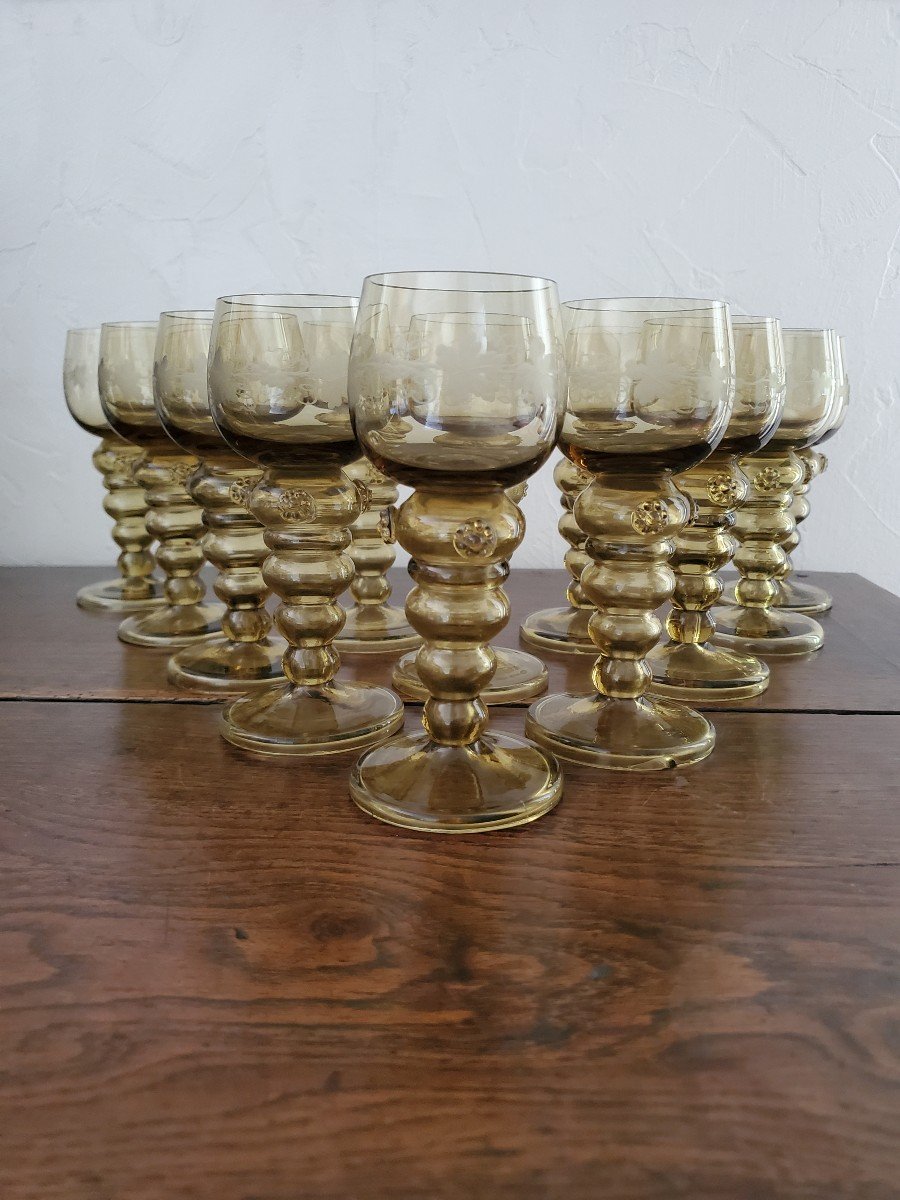 Lot Of 12 Roemer Glasses - XXth-photo-2