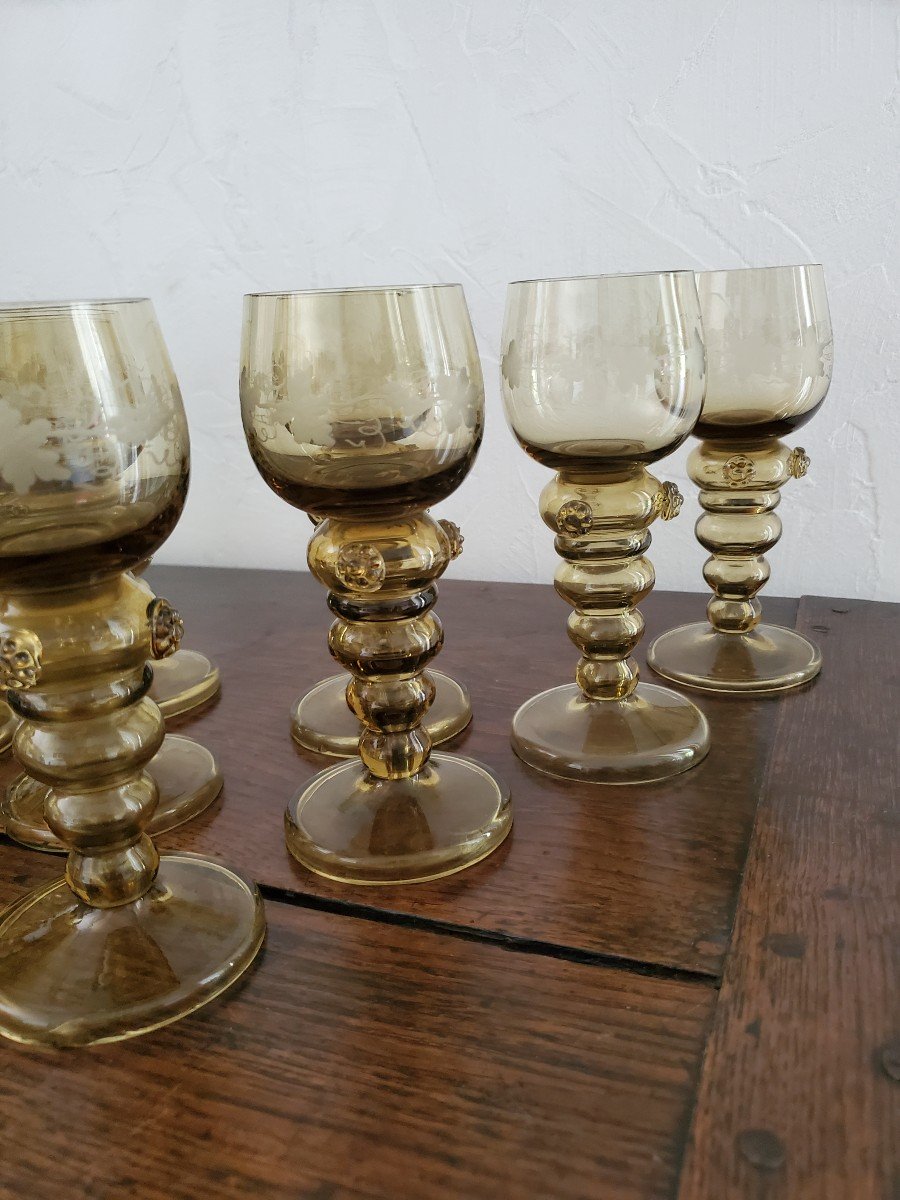 Lot Of 12 Roemer Glasses - XXth-photo-3