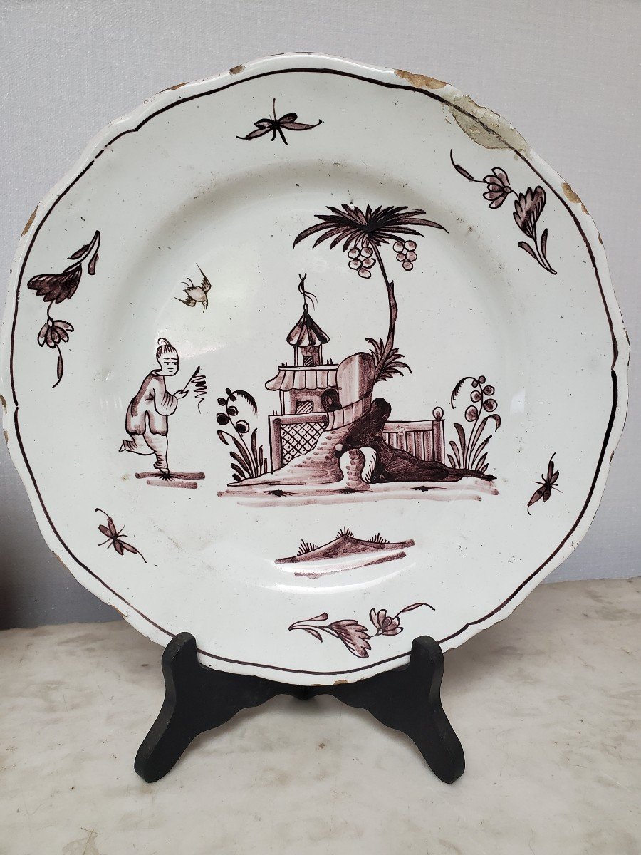 1 Pair Earthenware Plates From Saint Omer - 18th Century-photo-3