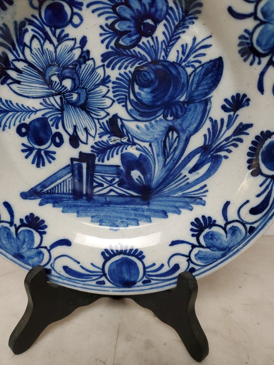 1 Delft Earthenware Plate - 18th Century-photo-4