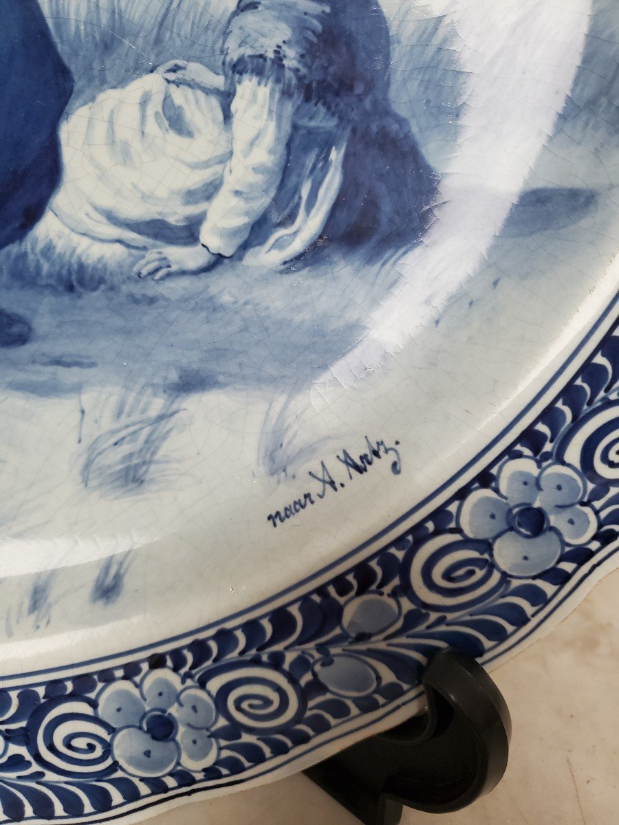 Hollow Dish In Delft Earthenware - Signed - 19th Century-photo-4