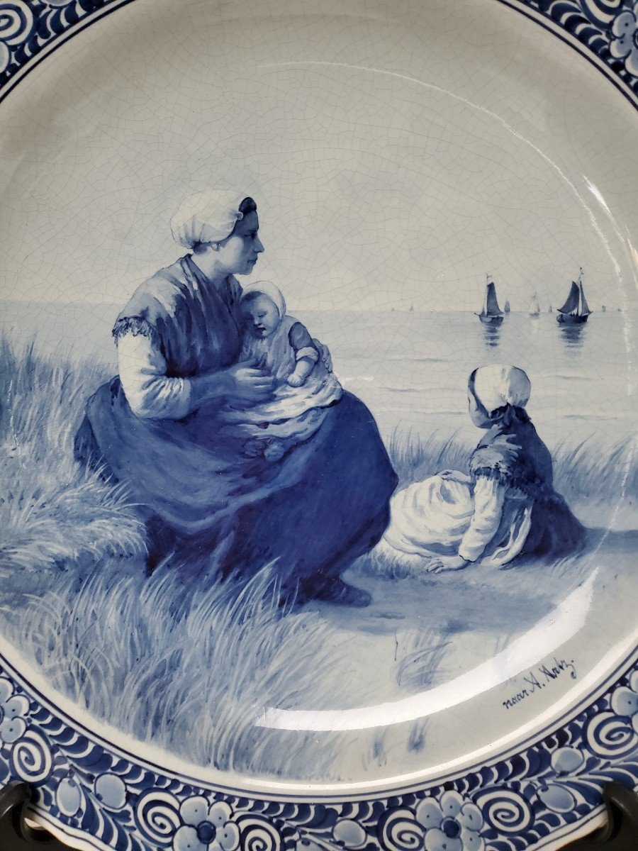 Hollow Dish In Delft Earthenware - Signed - 19th Century-photo-1