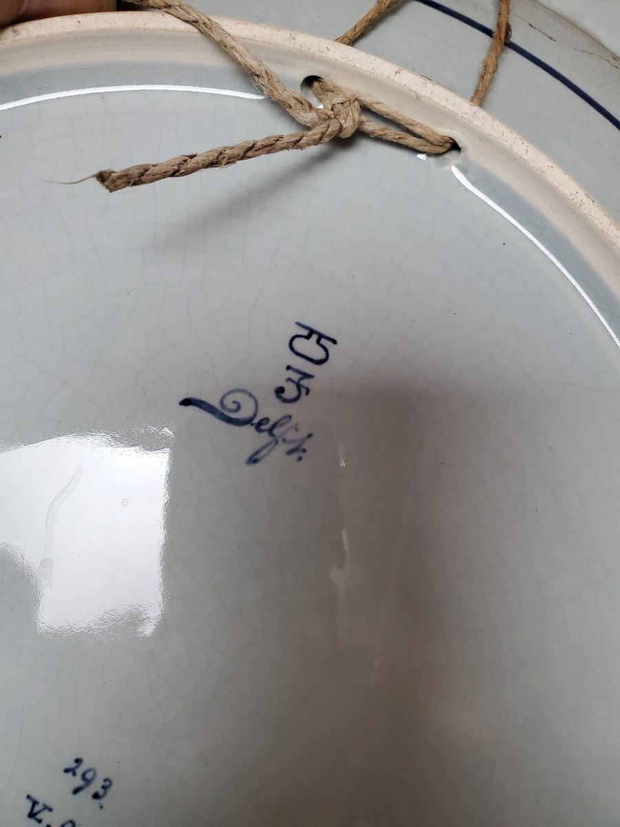 Hollow Dish In Delft Earthenware - Signed - 19th Century-photo-2