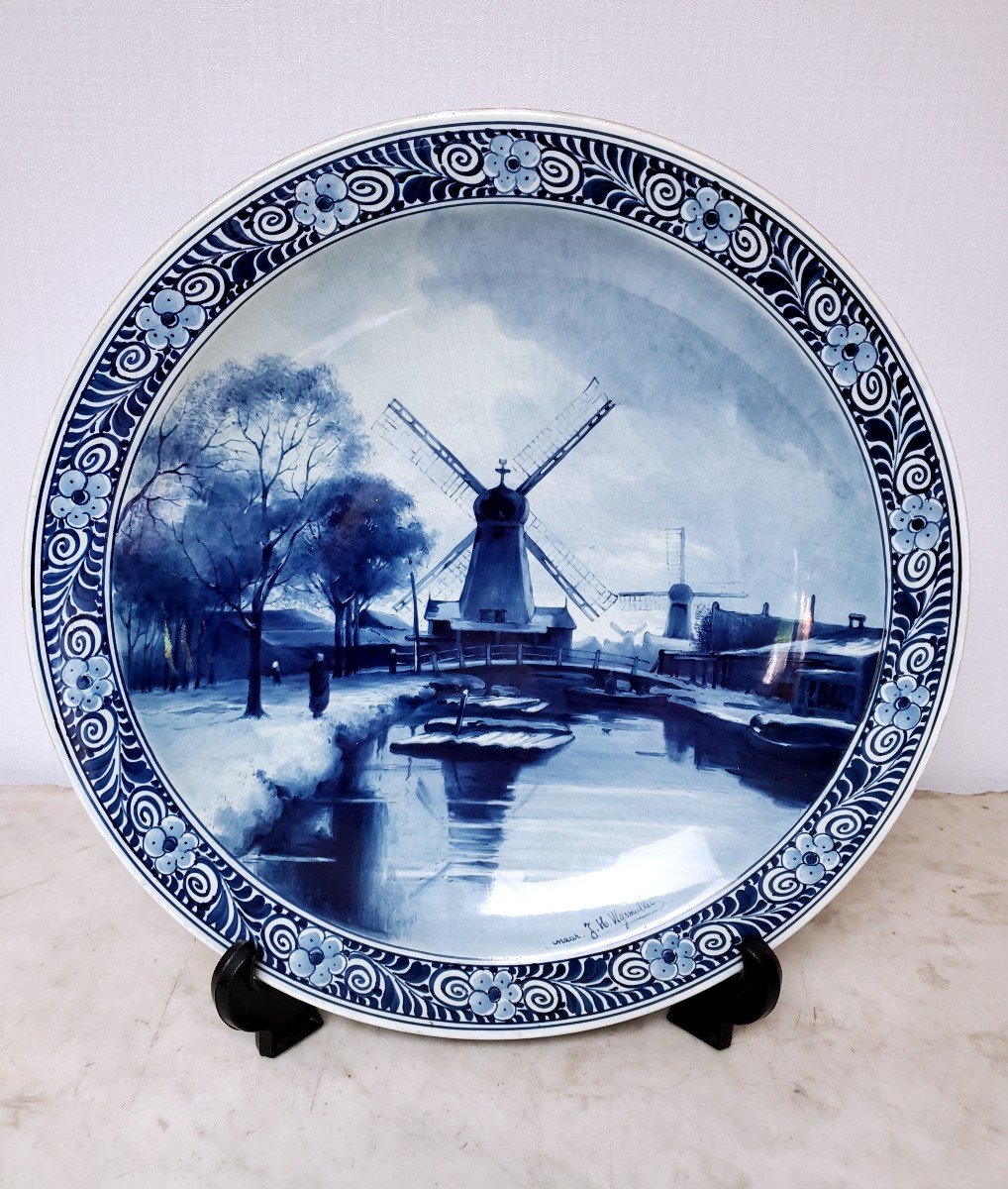 Hollow Dish In Delft Earthenware - Signed - 19th Century