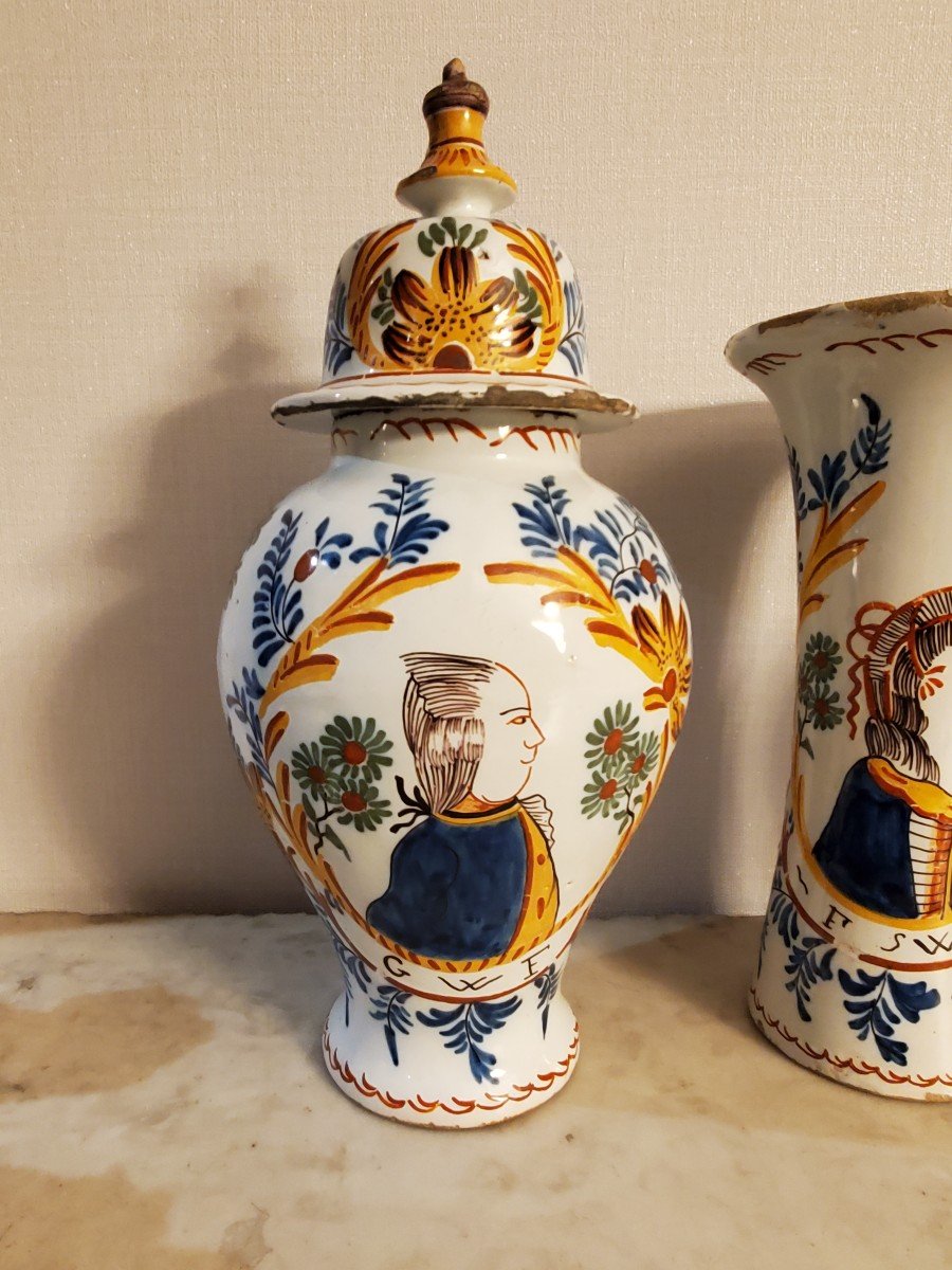 Delft Earthenware – Series Of 5 Signed Pieces - 18th Century-photo-2