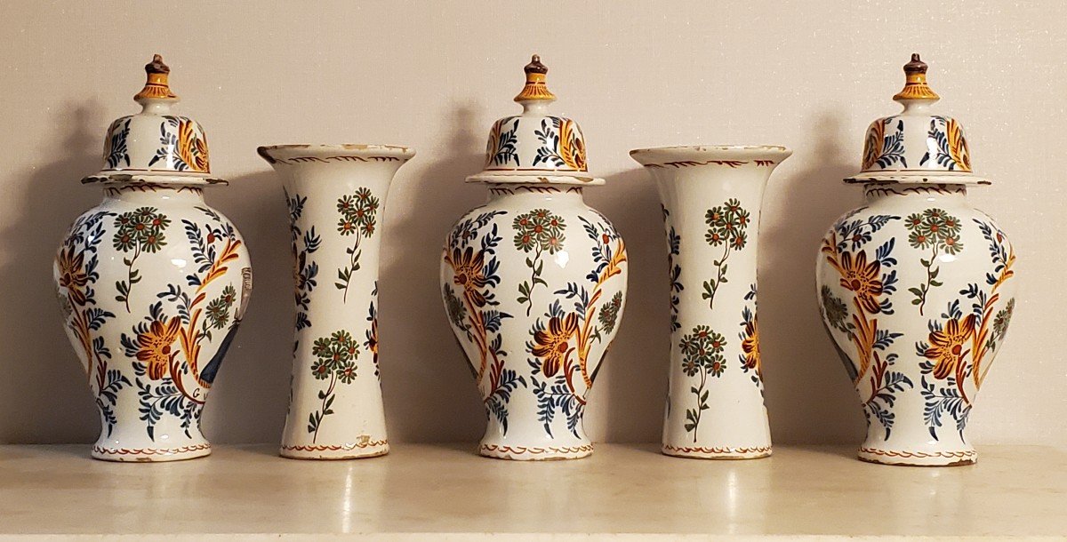 Delft Earthenware – Series Of 5 Signed Pieces - 18th Century-photo-3