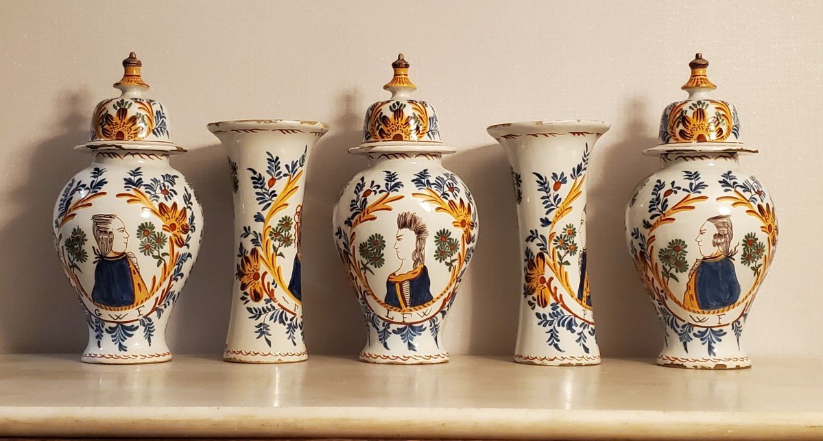 Delft Earthenware – Series Of 5 Signed Pieces - 18th Century-photo-4