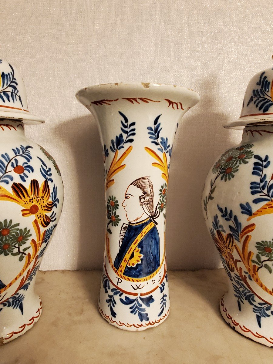 Delft Earthenware – Series Of 5 Signed Pieces - 18th Century-photo-3