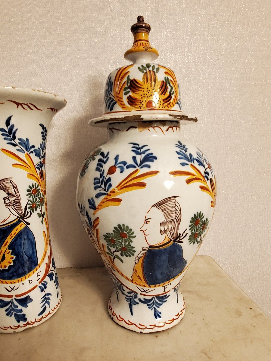 Delft Earthenware – Series Of 5 Signed Pieces - 18th Century-photo-4