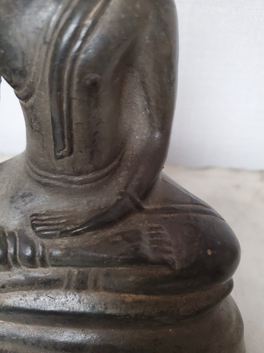 Sculpture - Ancien Bouddha - Thaïlande - Bronze XIXème-photo-4