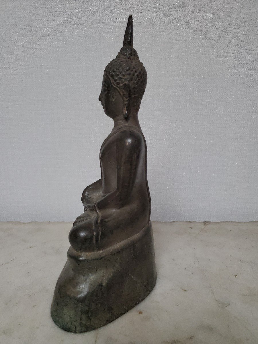 Sculpture - Ancien Bouddha - Thaïlande - Bronze XIXème-photo-1