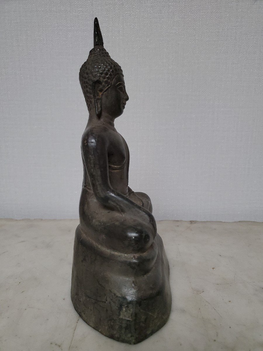 Sculpture - Ancien Bouddha - Thaïlande - Bronze XIXème-photo-3