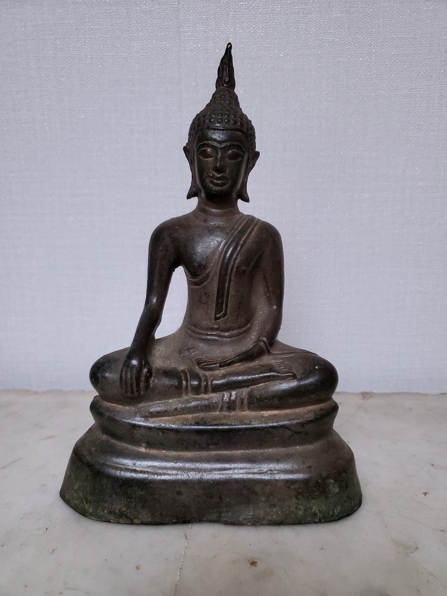 Sculpture - Ancien Bouddha - Thaïlande - Bronze XIXème