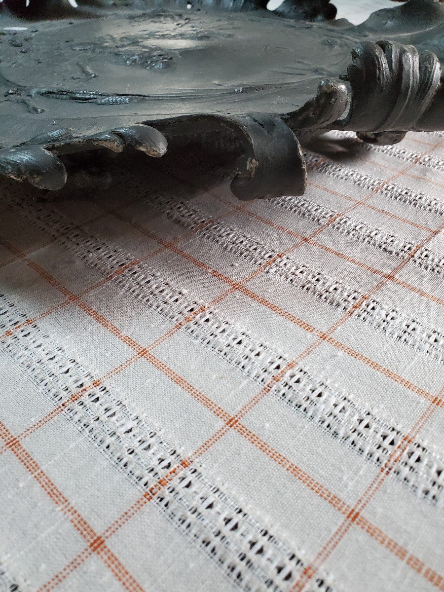 Plat - Milieu De Table En étain - Signé-photo-1