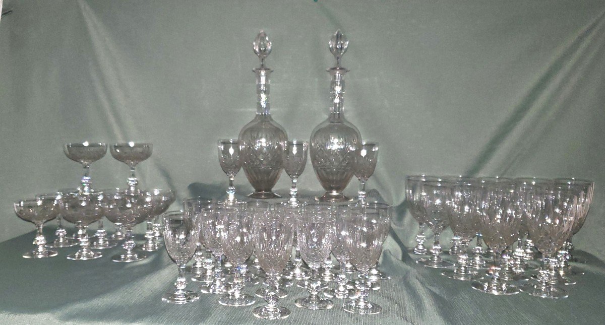 Cristallerie Saint Louis - Verres En Cristal + 2 Carafes - Modèle Massenet