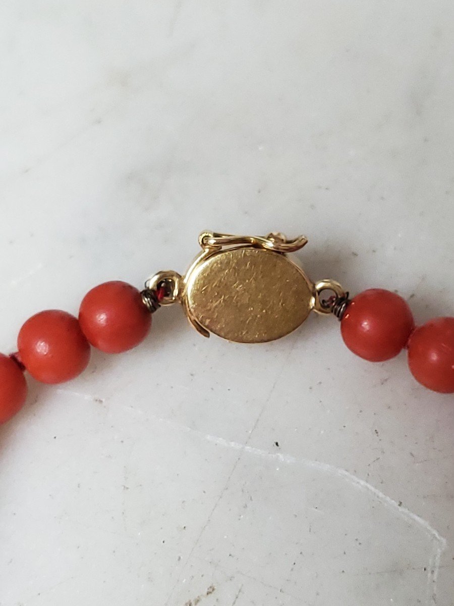 Bracelet - Perles De Corail - Or Jaune 18 K-photo-1