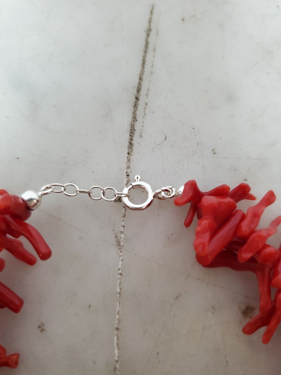 Bijoux - Collier En Corail Rouge Sang Foncé Et Frangé.-photo-3