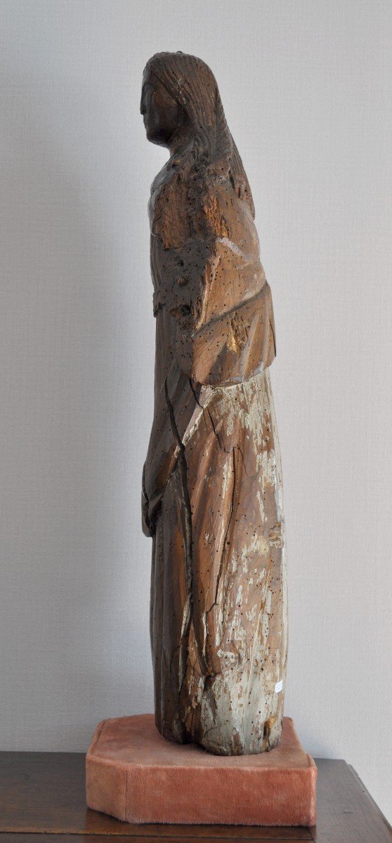 Sculpture - Holy Stature In Polychrome Wood - France 16th Century-photo-4