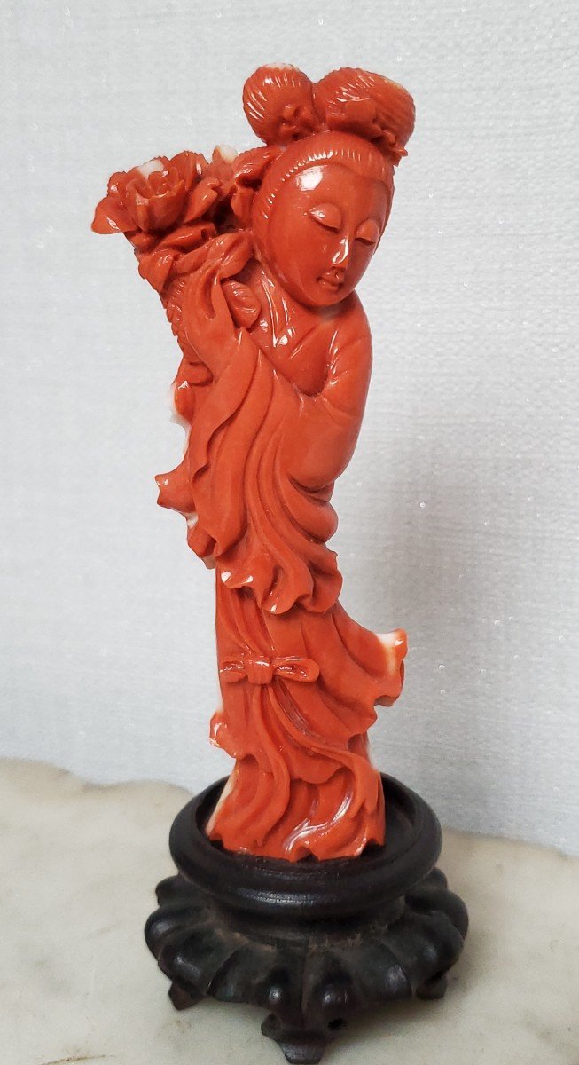 Sculpture En Corail Rouge - XIX/xxème