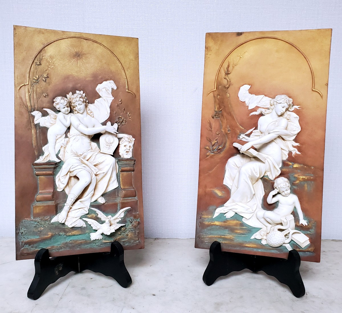 Karl Ens - Pair Of Biscuit Plaques (circa 1900)