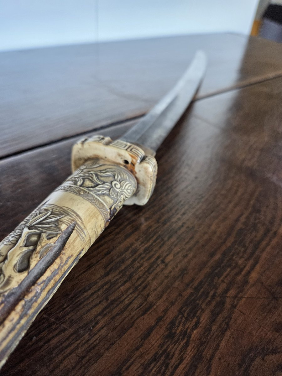 Japan - Katana And Its Knife - Bone Frame - 1900-photo-8