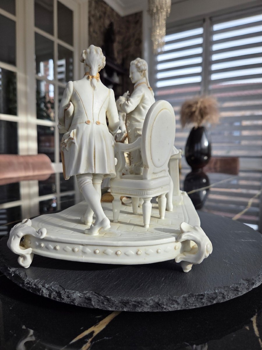 Group Of Elegant Men In Biscuit Porcelain - 20th Century-photo-3