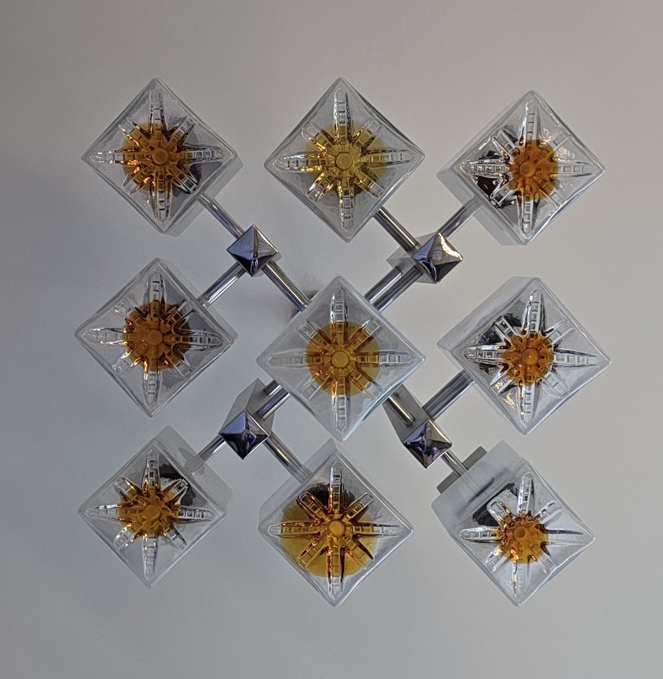 lustre vintage à 9 feux Scoliari pour Mazzega années 60-70-photo-2