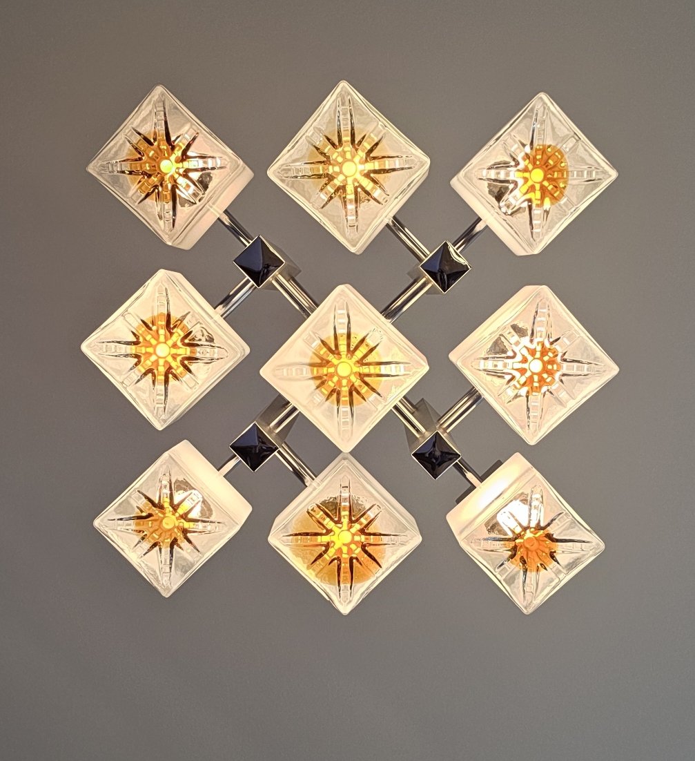 lustre vintage à 9 feux Scoliari pour Mazzega années 60-70-photo-3