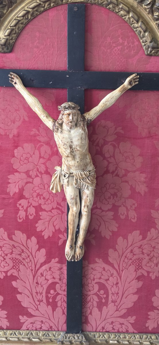 Tableau - Crucifix avec Christ en ivoire XVIIème - CITES-photo-2