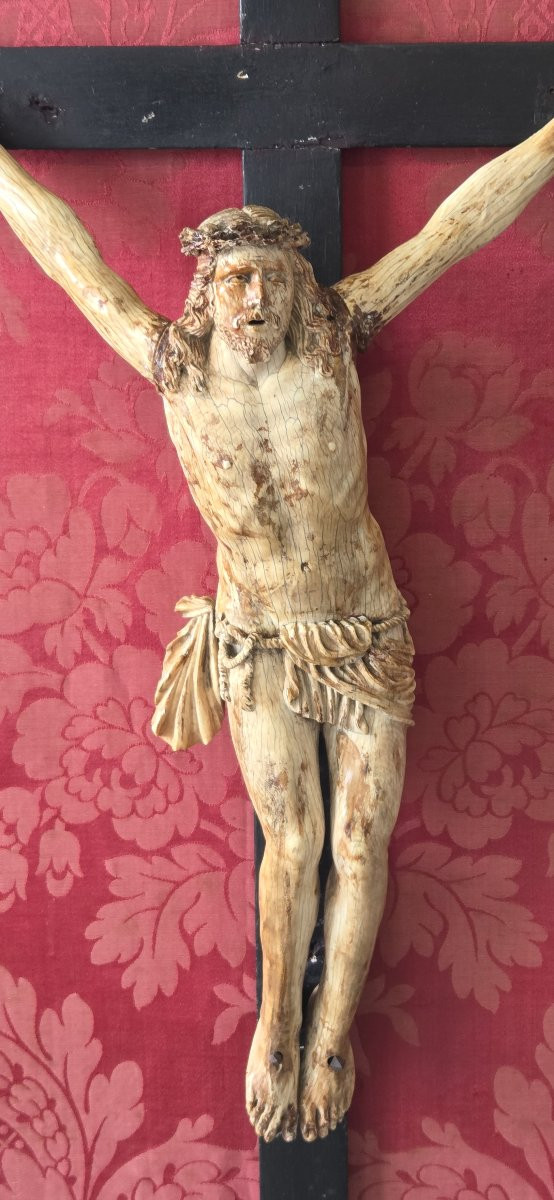 Tableau - Crucifix avec Christ en ivoire XVIIème - CITES-photo-3