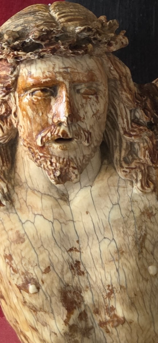 Tableau - Crucifix avec Christ en ivoire XVIIème - CITES-photo-4