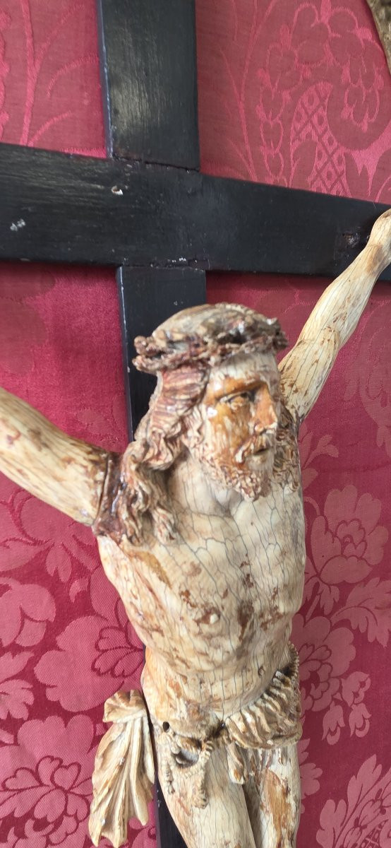 Tableau - Crucifix avec Christ en ivoire XVIIème - CITES-photo-6