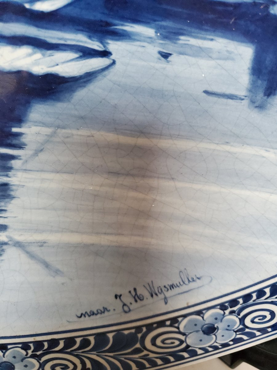 Plat creux en Faïence de Delft - Signé - XIXème-photo-1