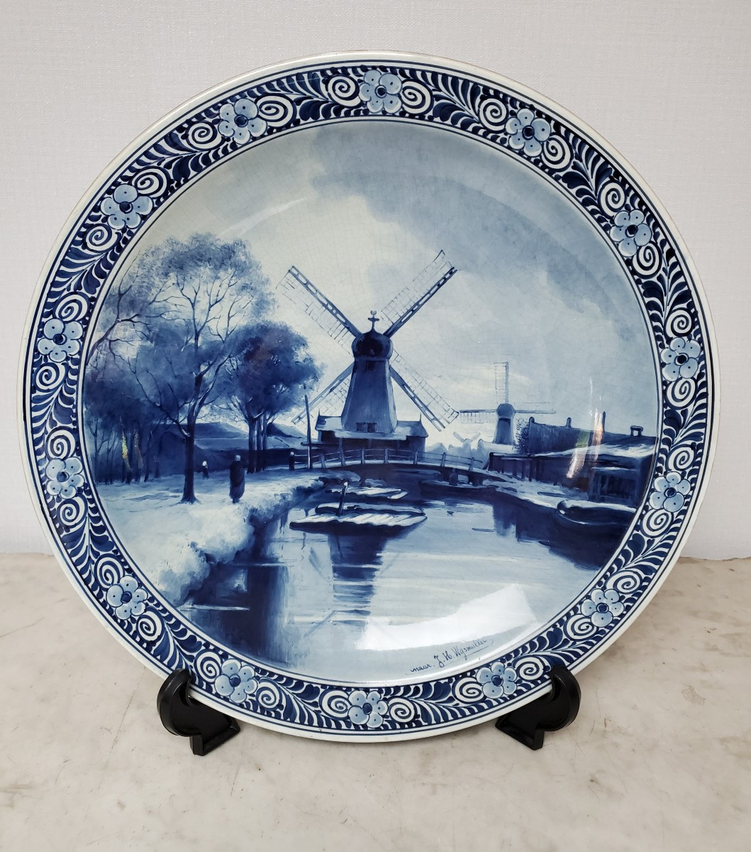 Plat creux en Faïence de Delft - Signé - XIXème