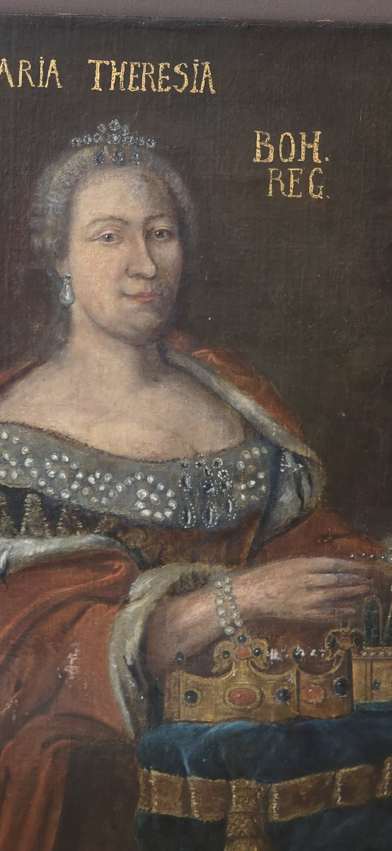 Oil On Canvas - Portrait Of Maria Theresa Of Austria - 18th Century-photo-2
