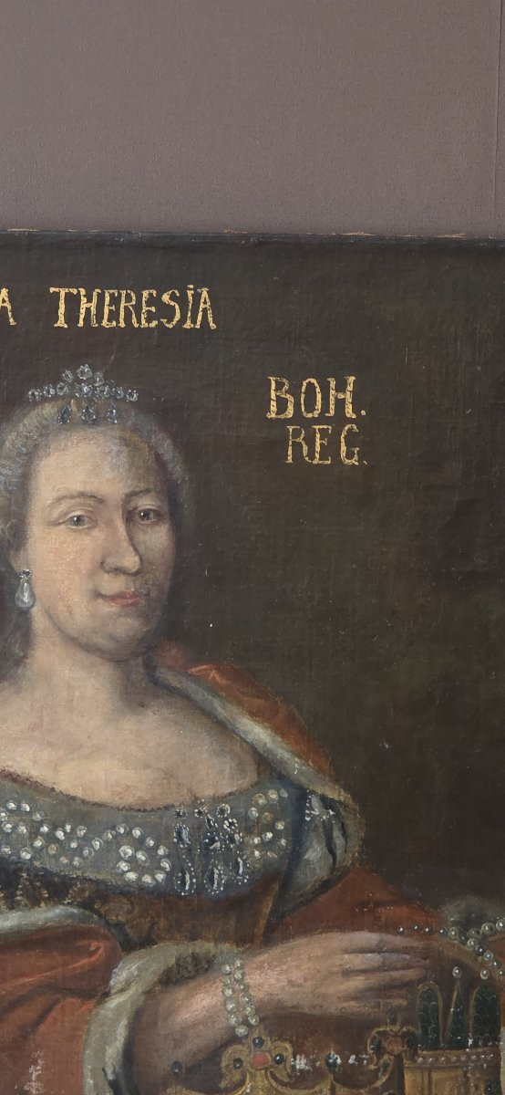 Oil On Canvas - Portrait Of Maria Theresa Of Austria - 18th Century-photo-4