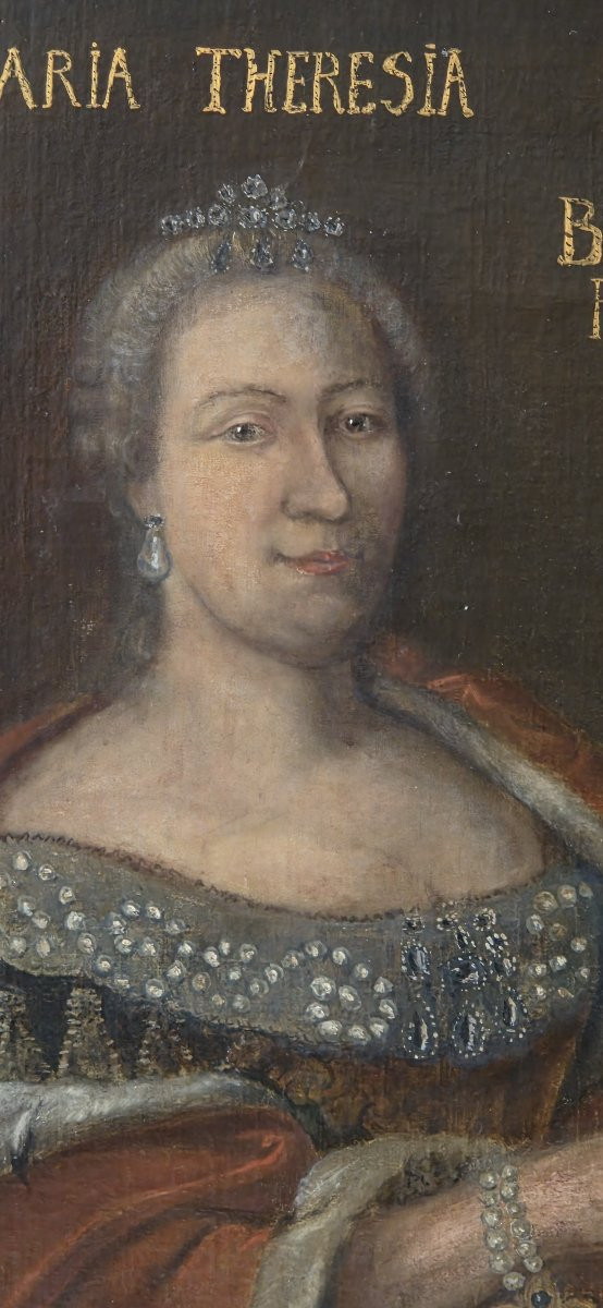 Oil On Canvas - Portrait Of Maria Theresa Of Austria - 18th Century-photo-5