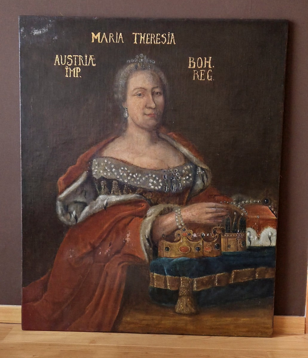 Oil On Canvas - Portrait Of Maria Theresa Of Austria - 18th Century