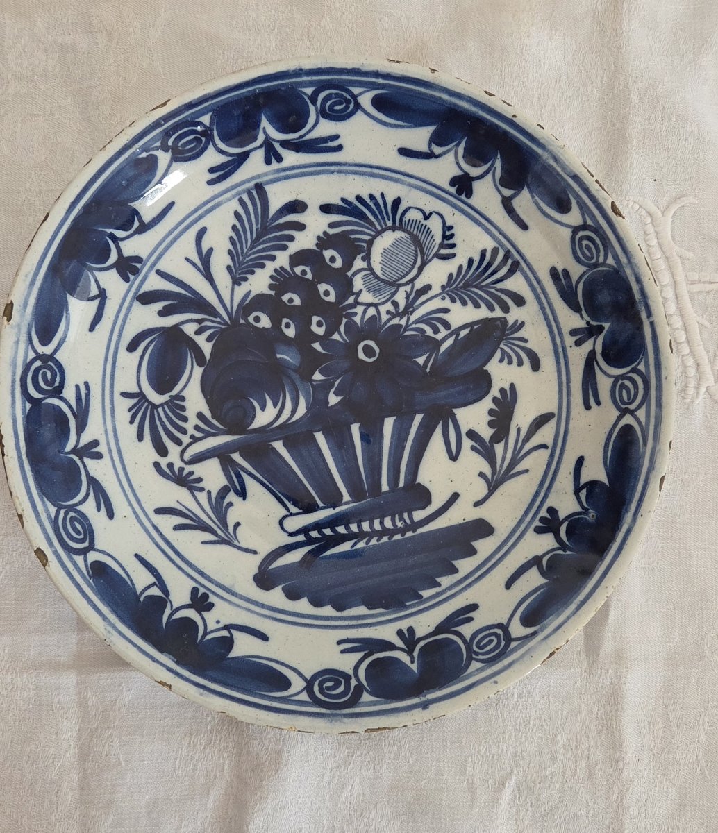 Pair Of Delft Earthenware Plates - 18th Century-photo-2