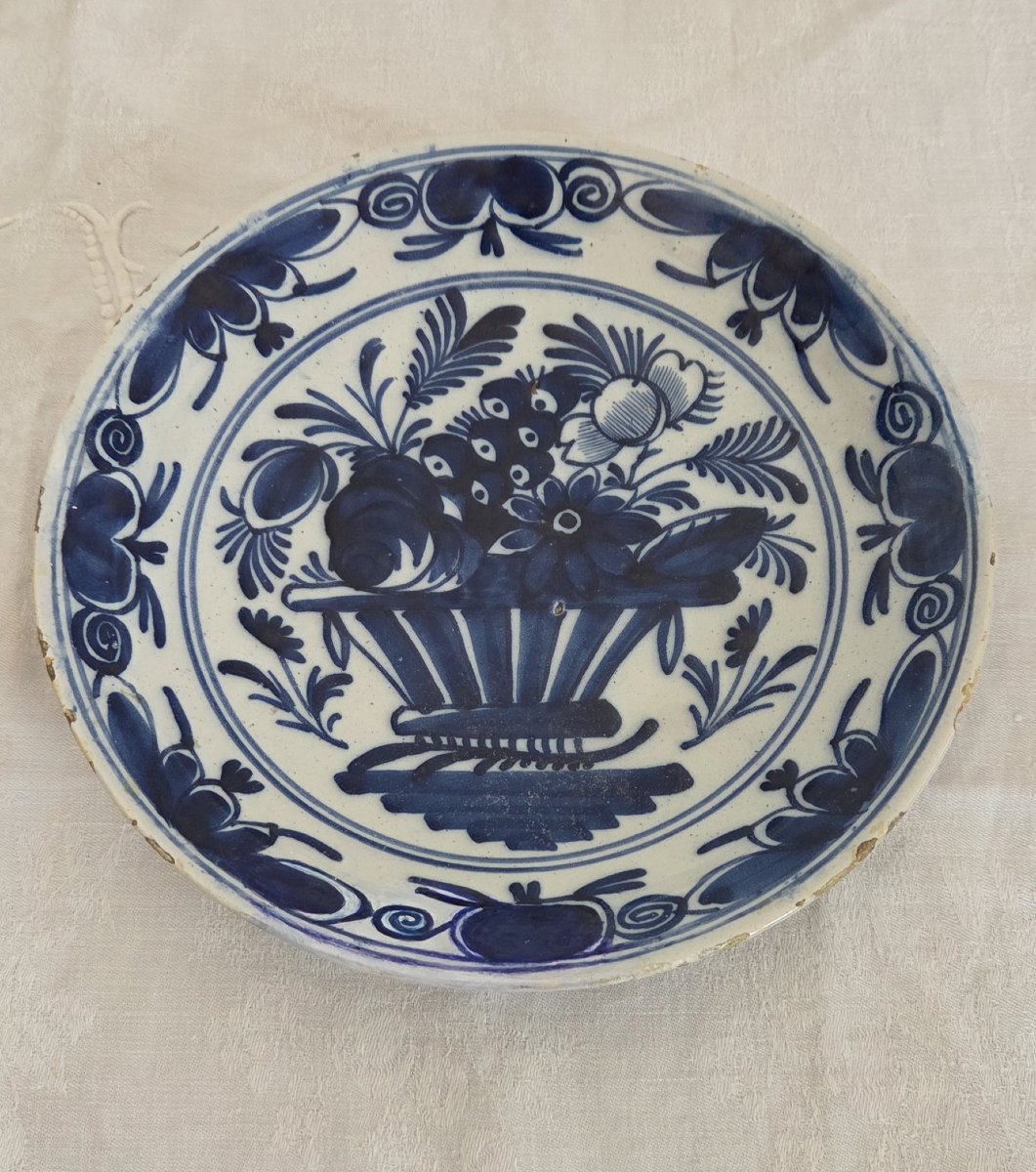 Pair Of Delft Earthenware Plates - 18th Century-photo-1
