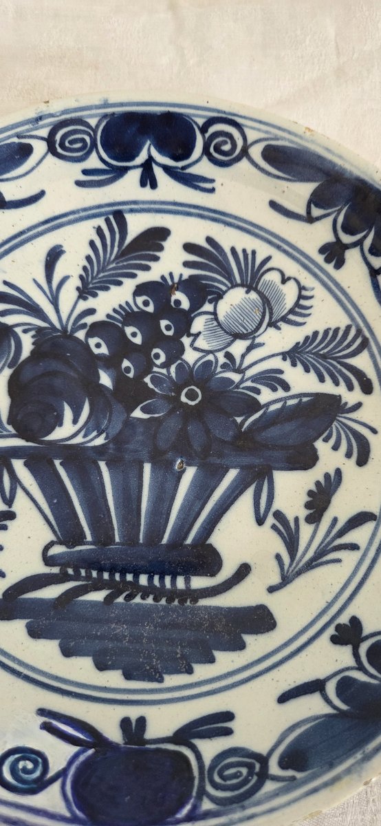 Pair Of Delft Earthenware Plates - 18th Century-photo-6