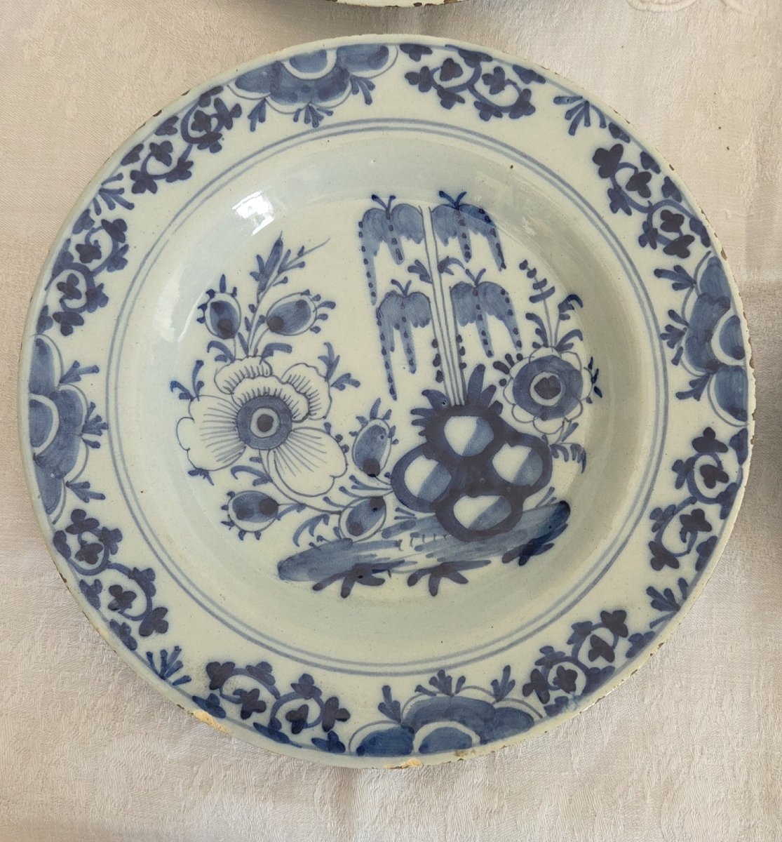 Delft - Set Of 4 18th-century Earthenware Plates-photo-1