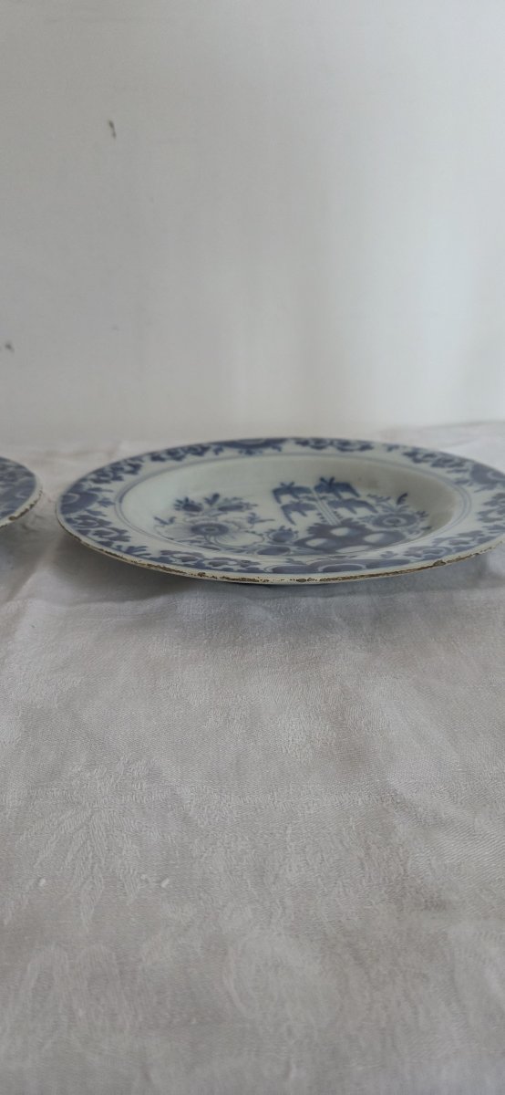 Delft - Set Of 4 18th-century Earthenware Plates-photo-4