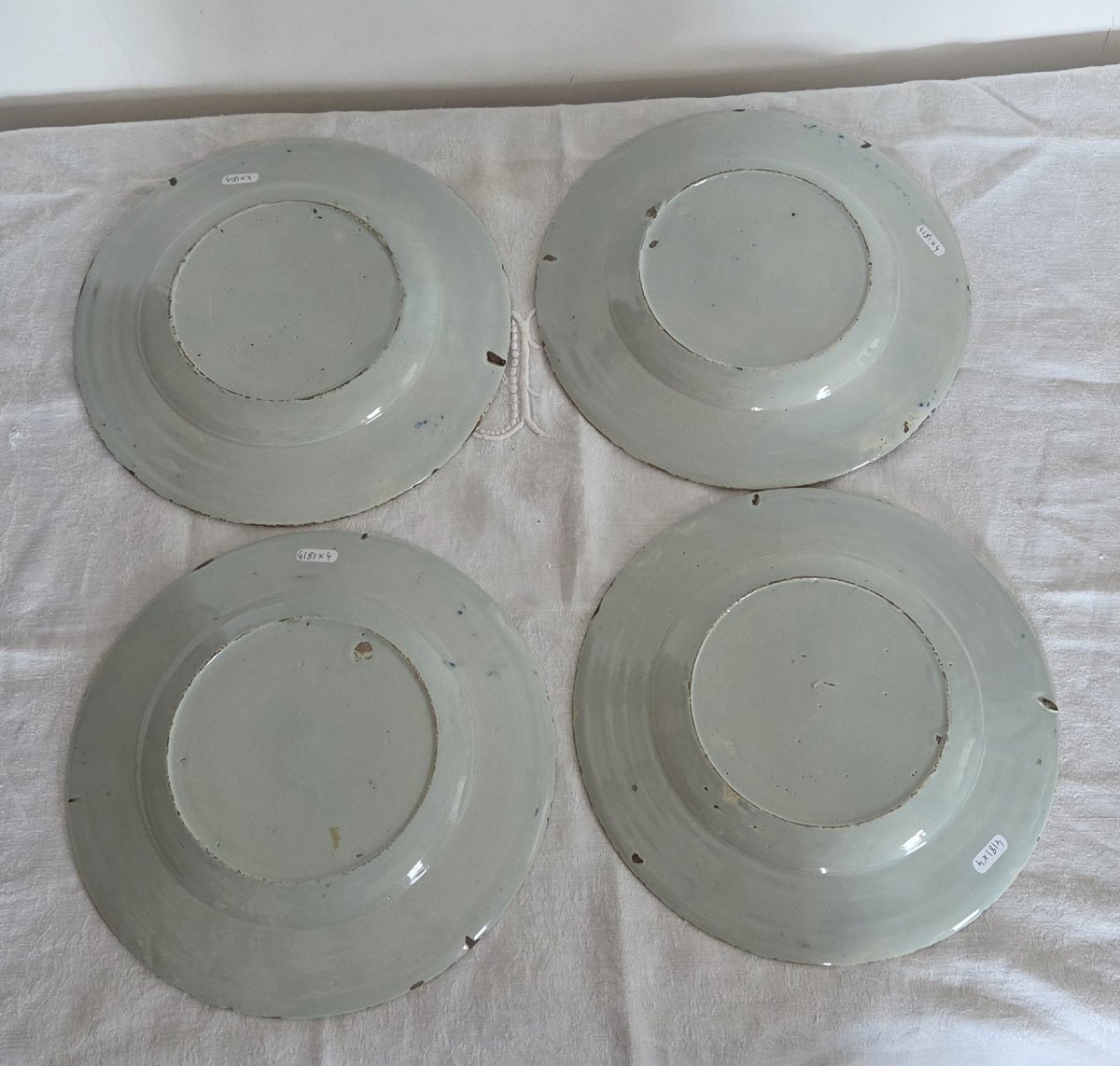 Delft - Set Of 4 18th-century Earthenware Plates-photo-6