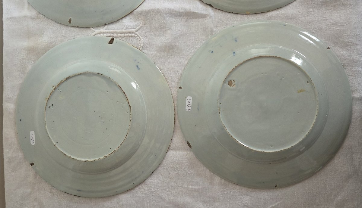 Delft - Set Of 4 18th-century Earthenware Plates-photo-7