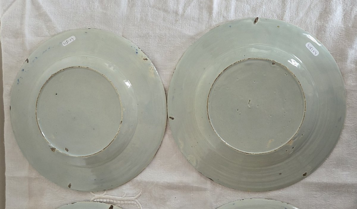 Delft - Set Of 4 18th-century Earthenware Plates-photo-8