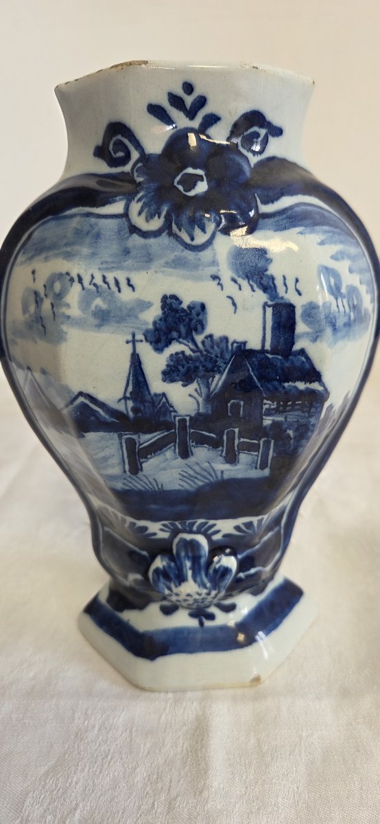 Vase balustre en faïence de Delft - XIXème-photo-2
