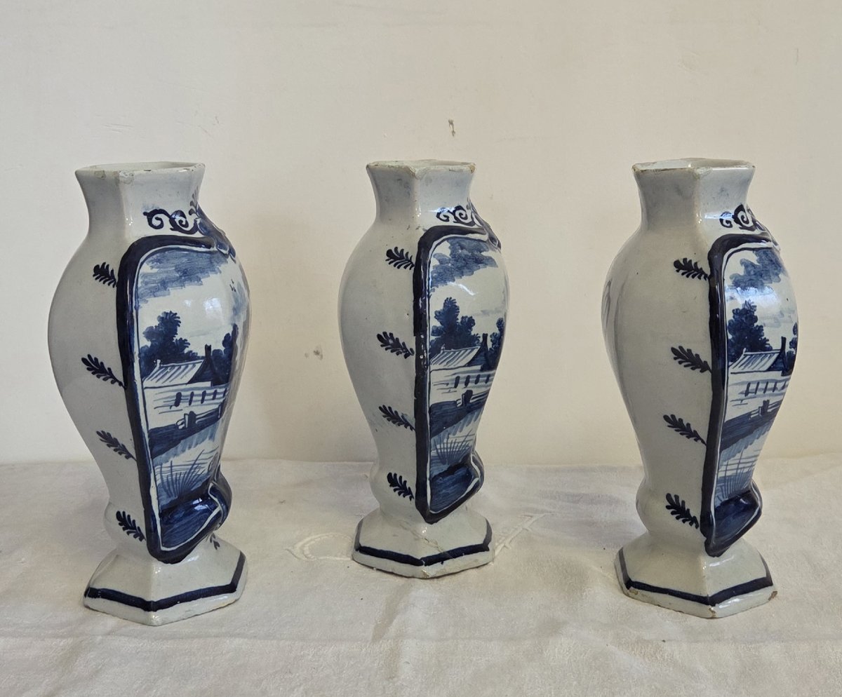 Trois Vases balustres en faïence de Delft - XIXème-photo-2