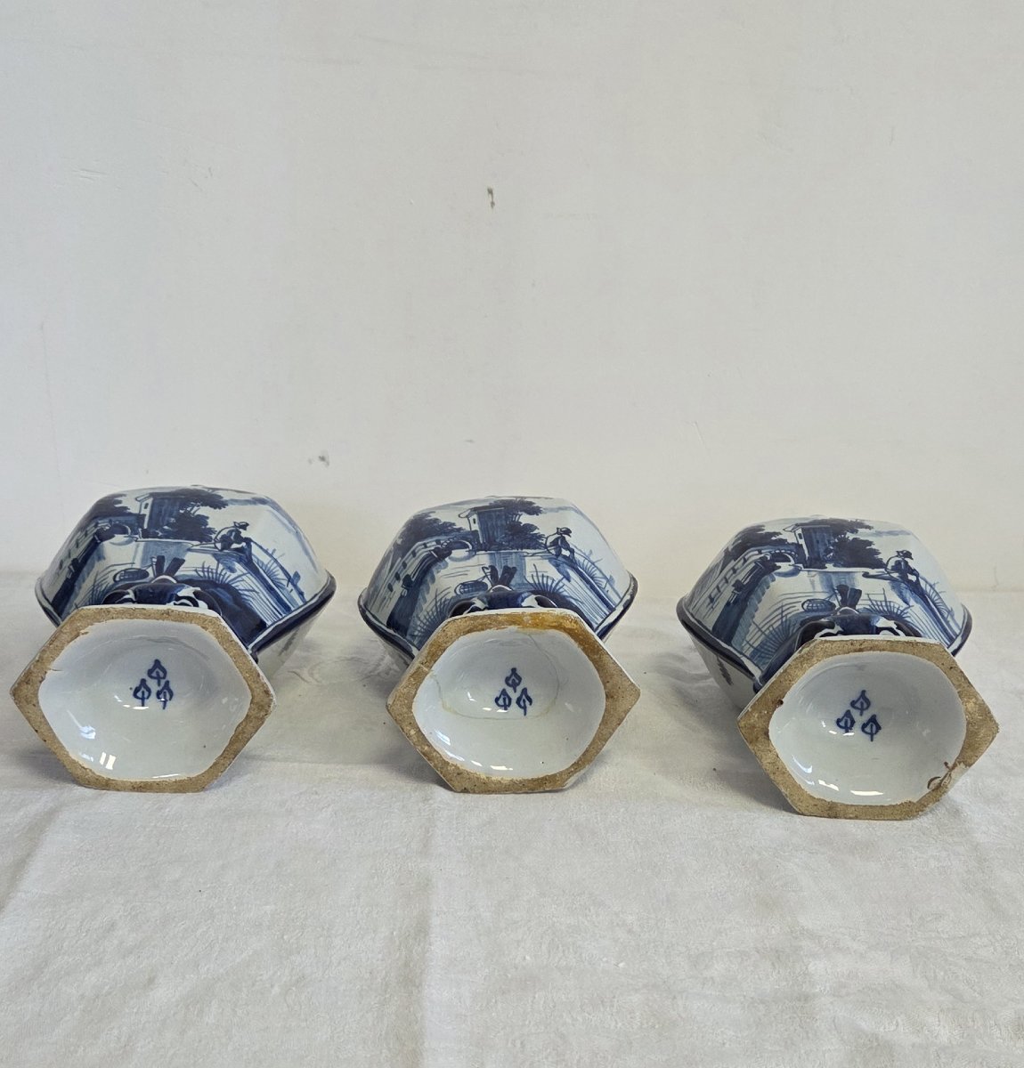 Trois Vases balustres en faïence de Delft - XIXème-photo-6
